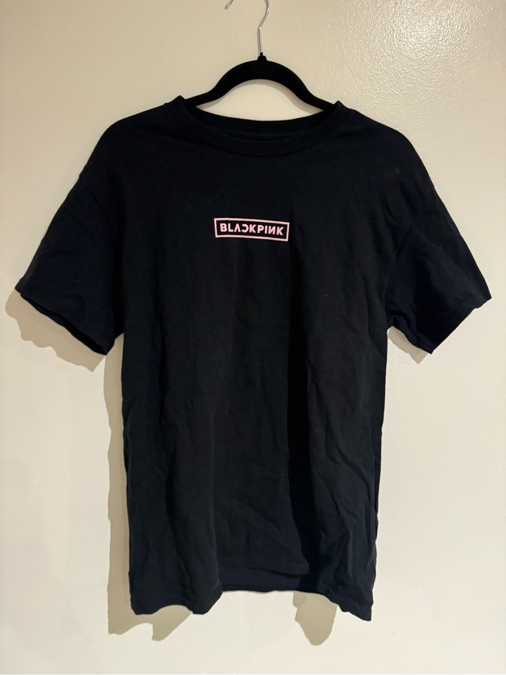 BLACKPINK Logo Black Tee with Pink Accent Size M Kpop